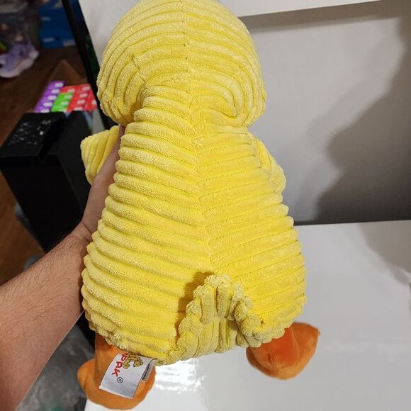 Kids Girls Boys Easter Spring Textured Yellow Duck Big Plush Weighted Beanie Toy - Picture 7 of 11